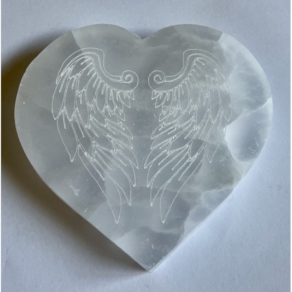 Selenite Angel Wings Heart